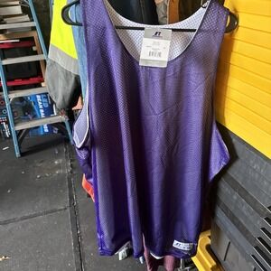 Russell athletic brand purple and white reversible mesh practice jersey. Xxl